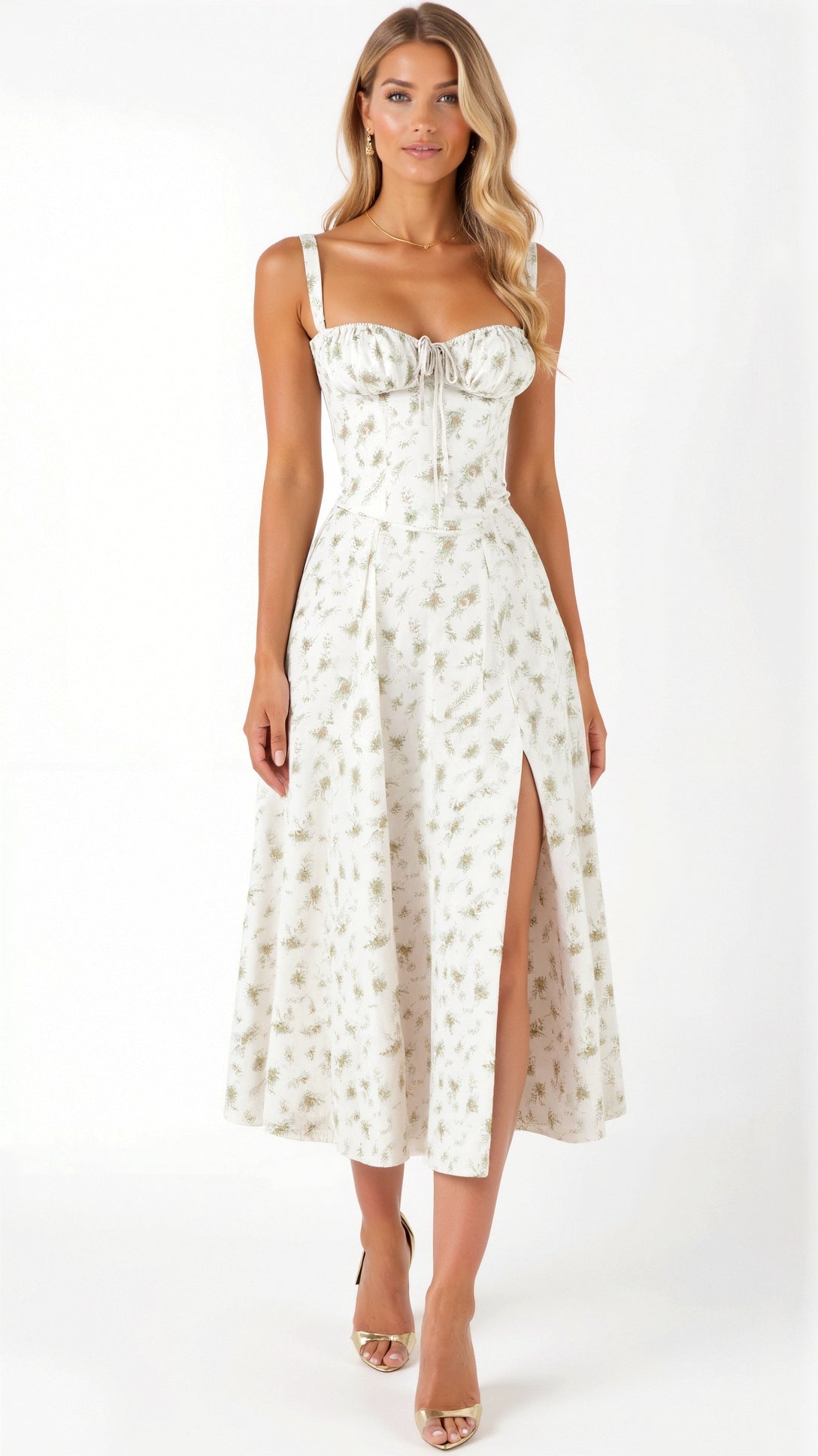 Women's Midi Dress Polyester with Slit for Summer Events 12