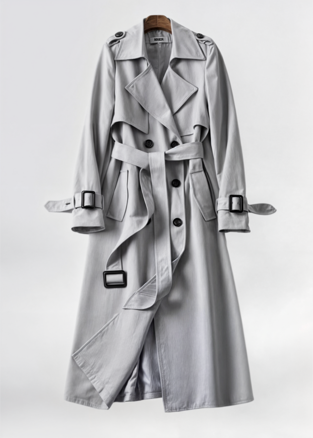 Women's Trench Coat Polyester Classic Double-Breasted Design 5
