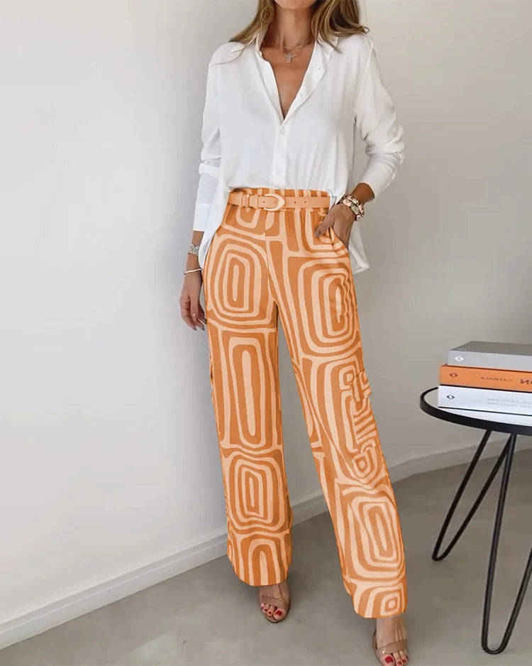 Women's Two Piece Pants Set Polyester - Matching Top and Trousers Set 5