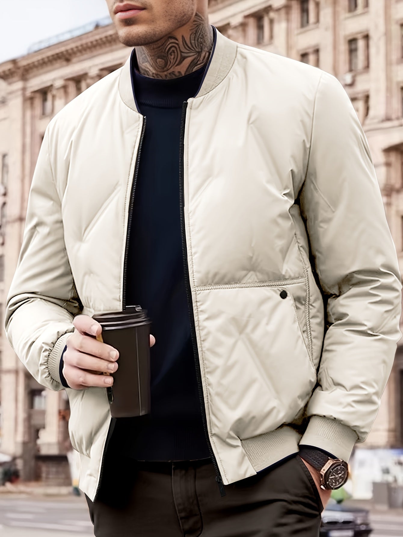 Baseball Collar Zip Up Solid Fleece With Pockets Winter Jacket For Men | Ideal for Winter