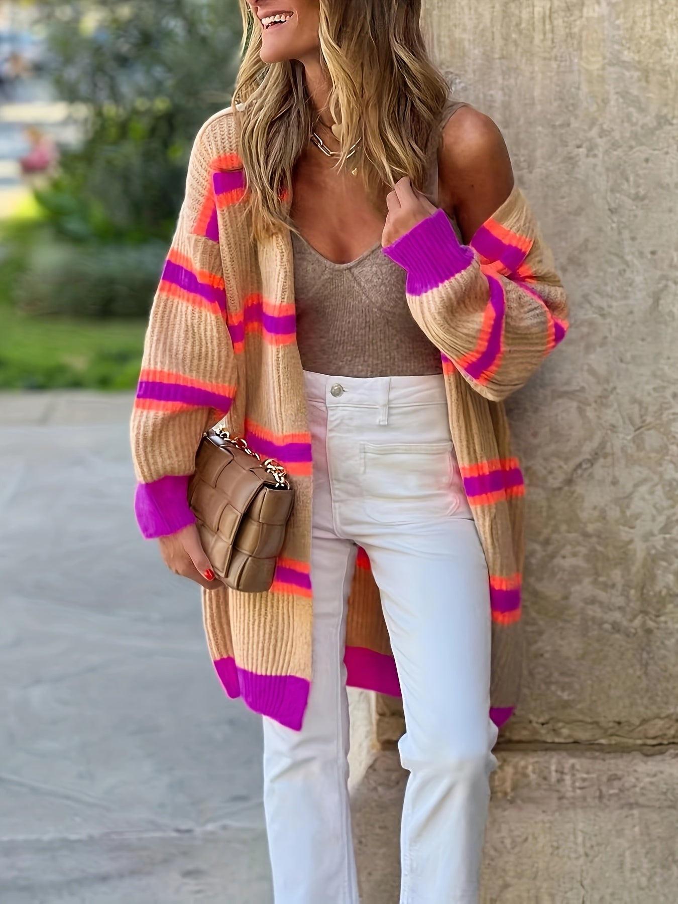 Casual Festive Winter Striped Cardigan for Women | Ideal for Winter