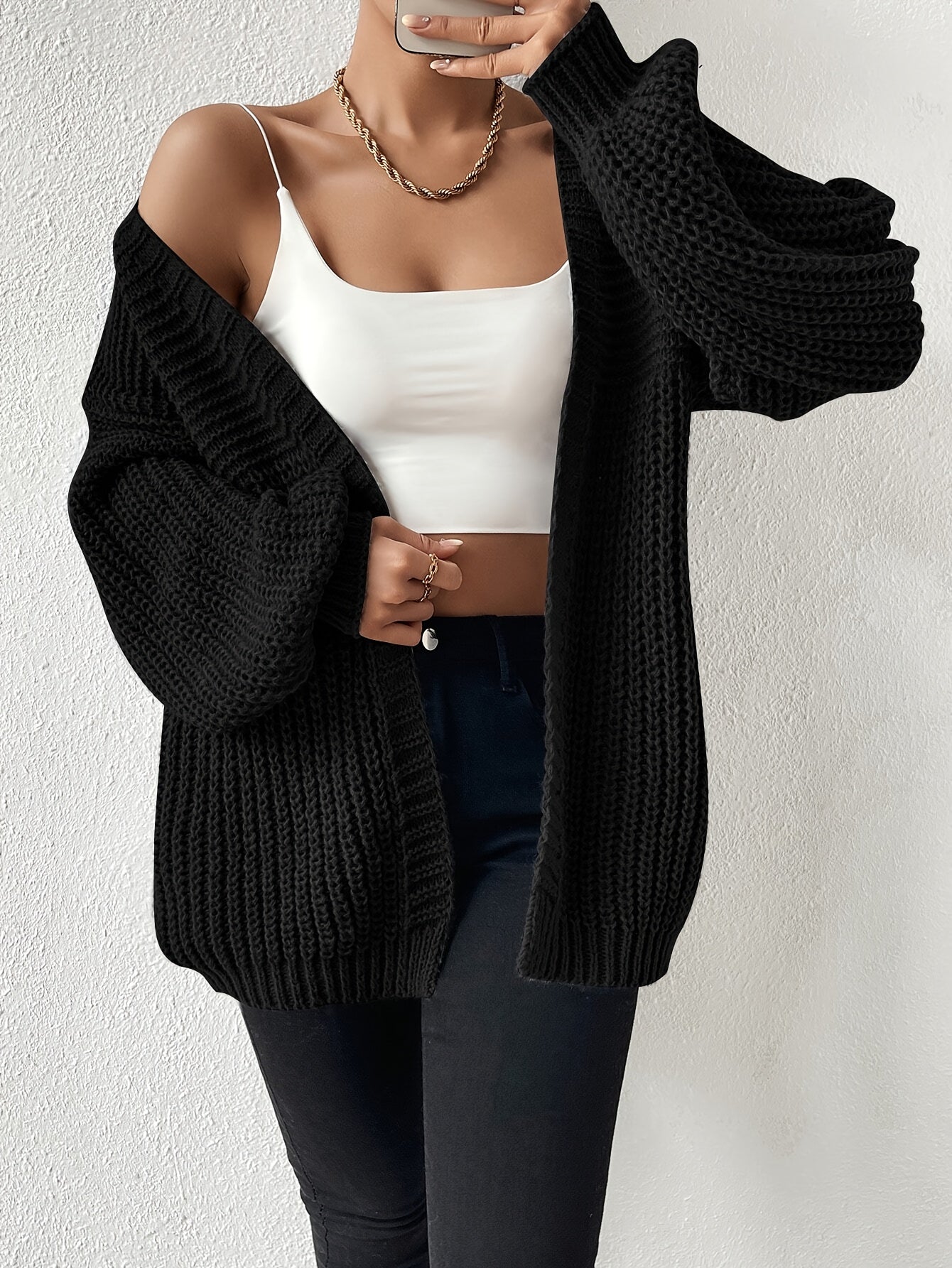 Casual Cozy Chunky Knit Drop Shoulder Cardigan for Women | Great for Casual Days