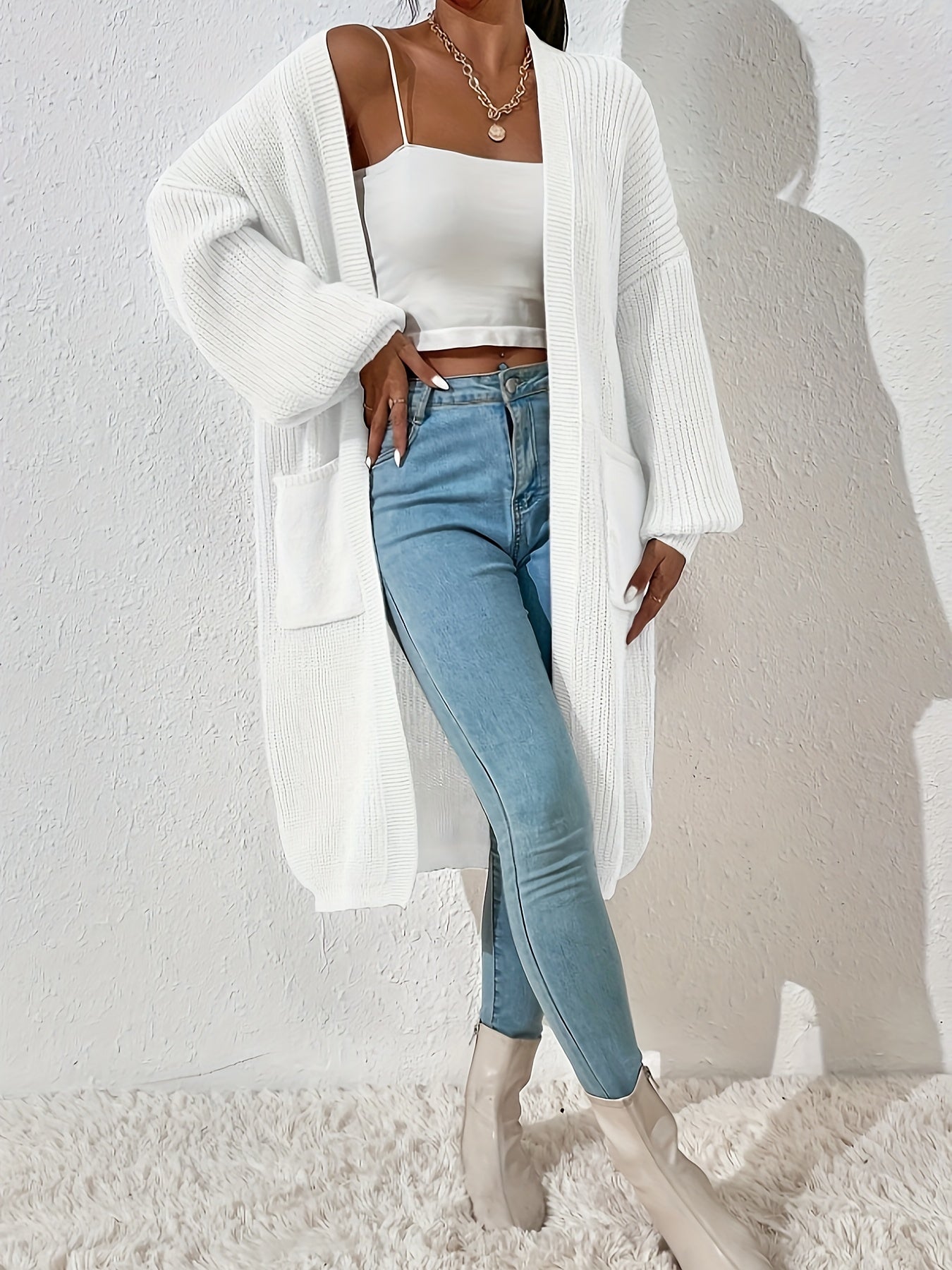 Casual Drop Shoulder Knitwear Cardigan with Pockets for Women | Great for Casual Days