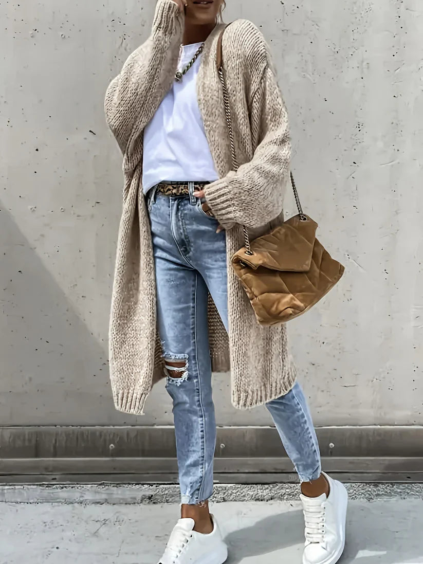 Casual Drop Shoulder Fleece Knitwear Cardigan for Women | Great for Casual Days