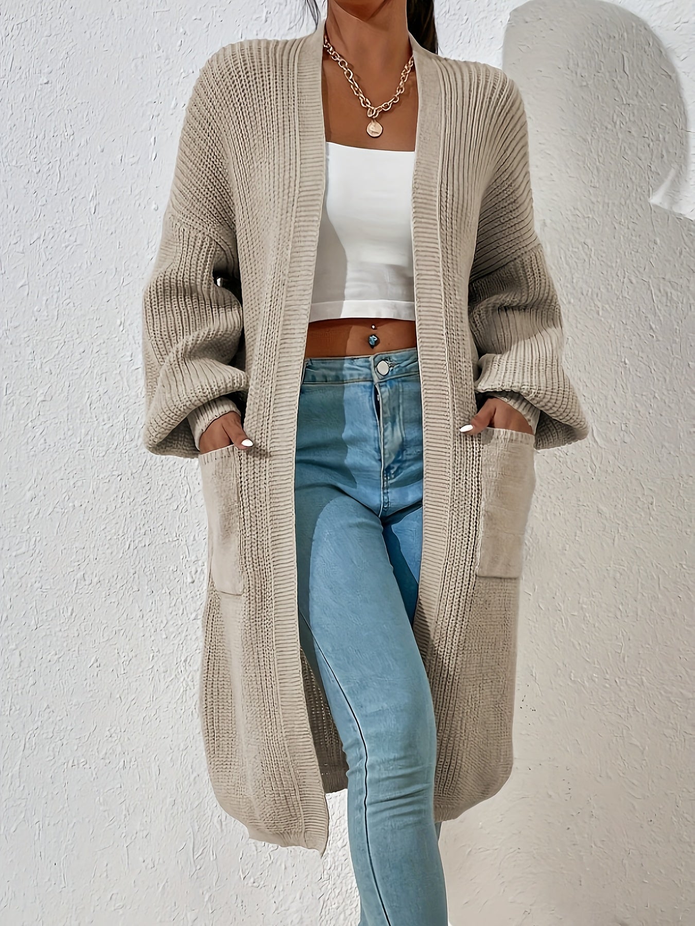 Casual Drop Shoulder Knitwear Cardigan with Pockets for Women | Great for Casual Days
