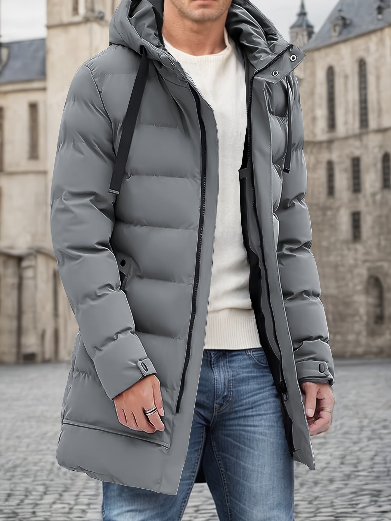 Long Padded Hooded Puffer Winter Jacket for Men | Great for Outdoor Activities
