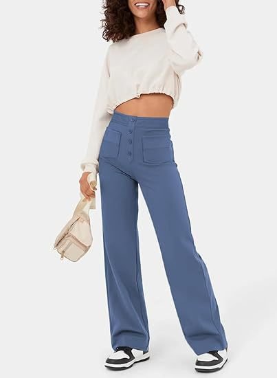 Women's - Women's High Waist Trousers - Casual - Timeless Style - Everyday Wear