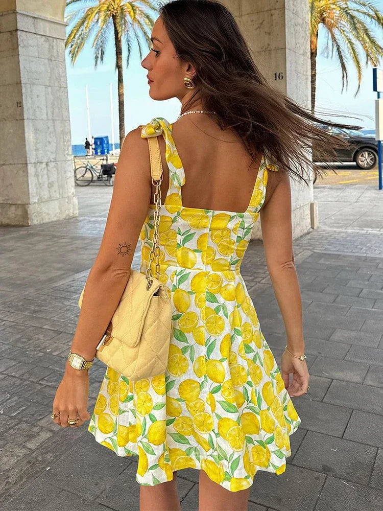 Women's Summer Dress Cotton Lemon Print 2