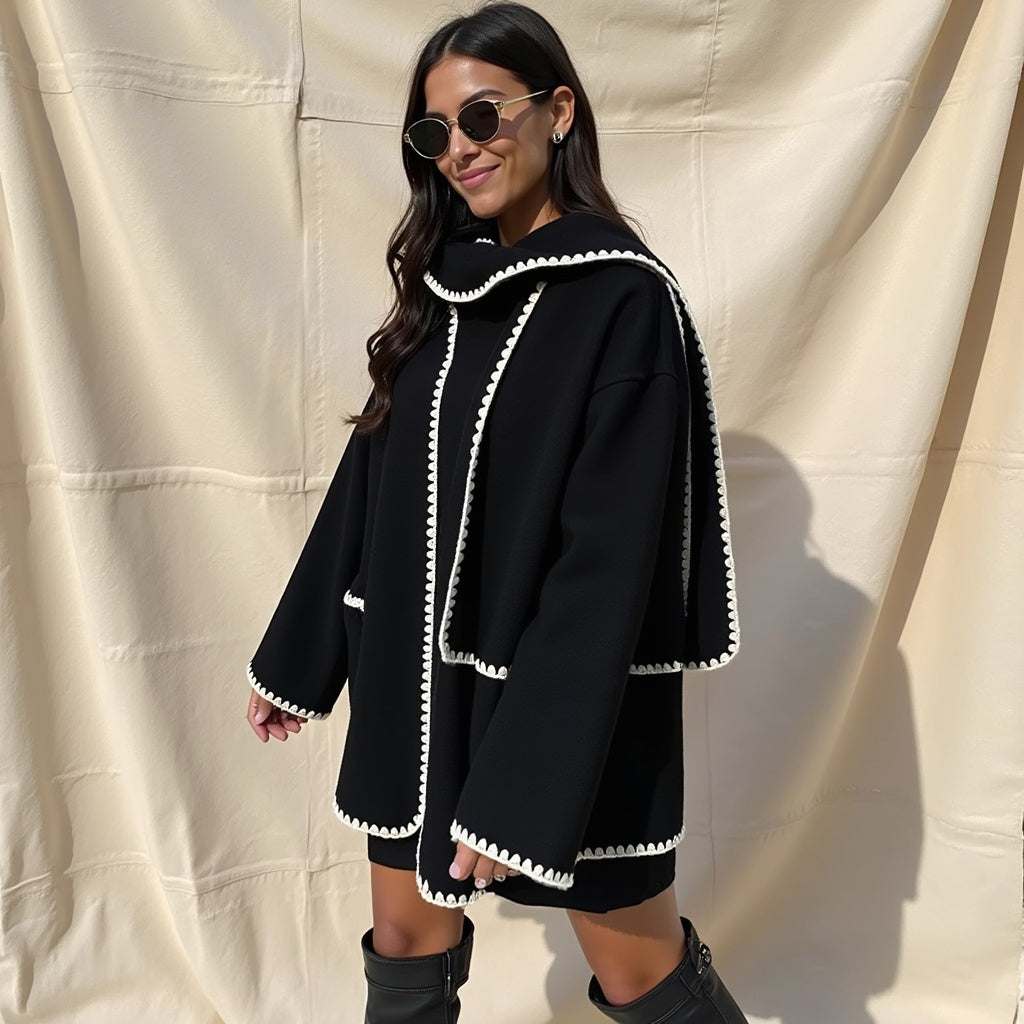 Elegant Women’s Coat with Scarf – Warm, Stylish & Autumn/Winter Ready