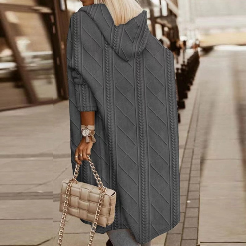 Johani Extended Length Hooded Cardigan – Cozy and Stylish Knitwear