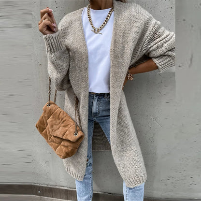 Elegant Mid-Length Cashmere Knitwear Cardigan for Women | Ideal for Autumn & Winter