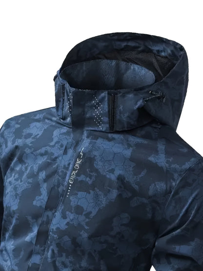 Camouflage Pattern Print Hooded Windbreaker Outdoorjacket For Spring Autumn For Men | Great for Spring & Autumn