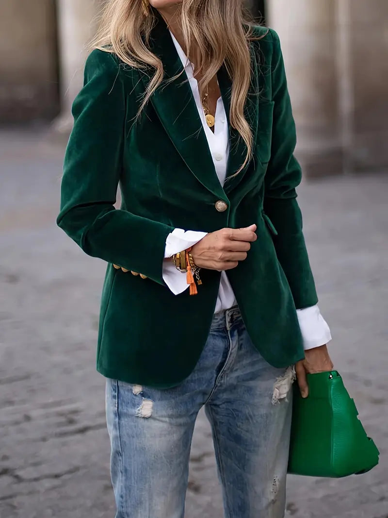 Elegant Women’s Velvet Blazer | Luxurious Autumn & Winter Outerwear