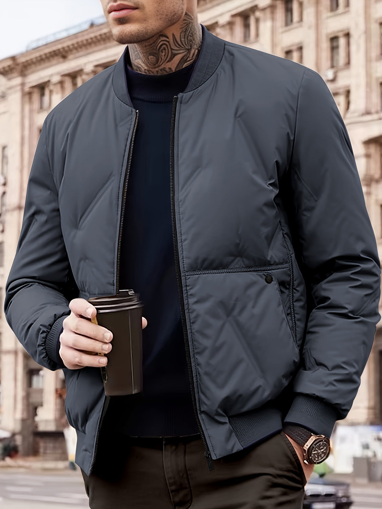 Baseball Collar Zip Up Solid Fleece With Pockets Winter Jacket For Men | Ideal for Winter