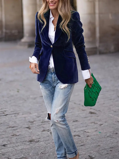 Elegant Women’s Velvet Blazer | Luxurious Autumn & Winter Outerwear
