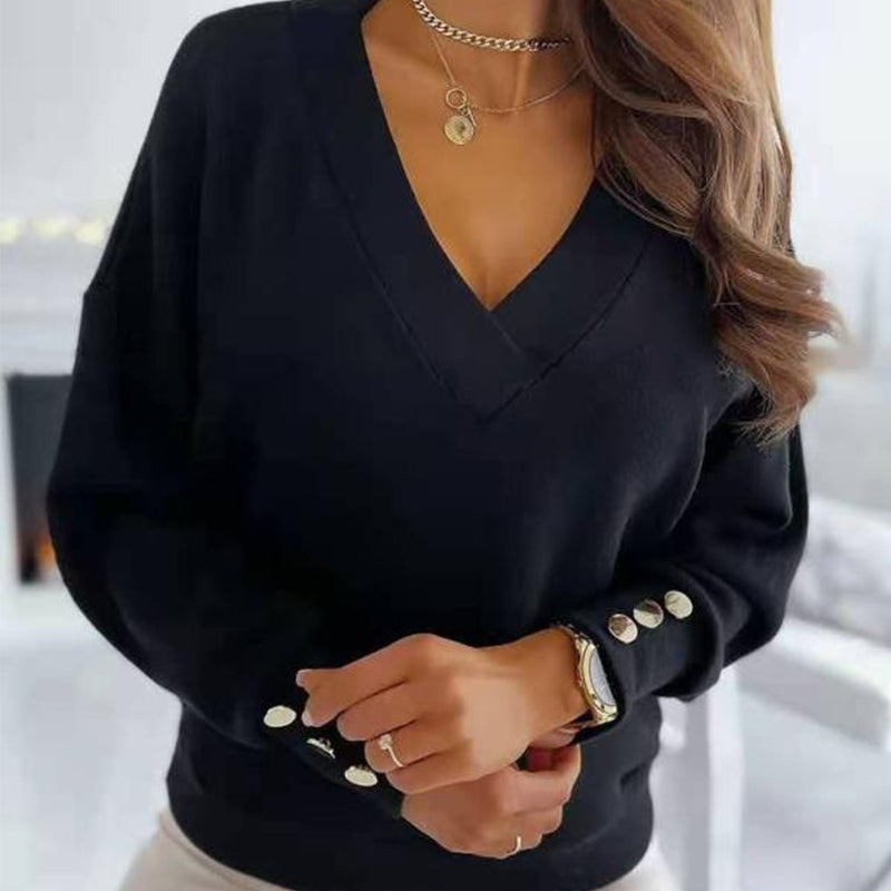 Women's Elegant V-Neck Sweater – Soft Knit, Casual & Stylish