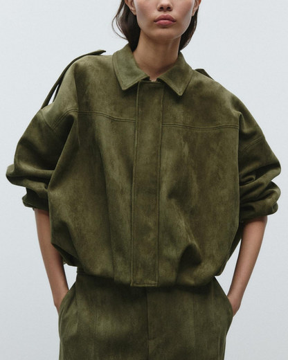 Women's Suede Bomber Jacket – Classic and Stylish Outerwear