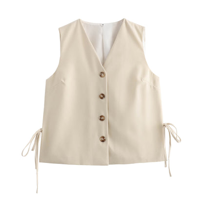 Women's Sleeveless Top Polyester with Side Lacing 7