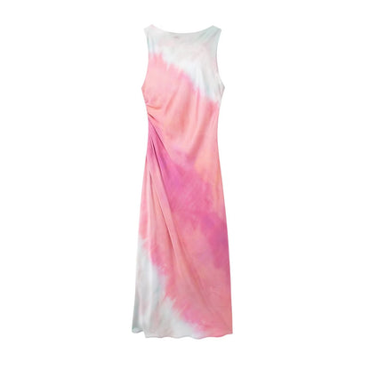 Women's Maxi Dress Satin Tie-Dyed 3