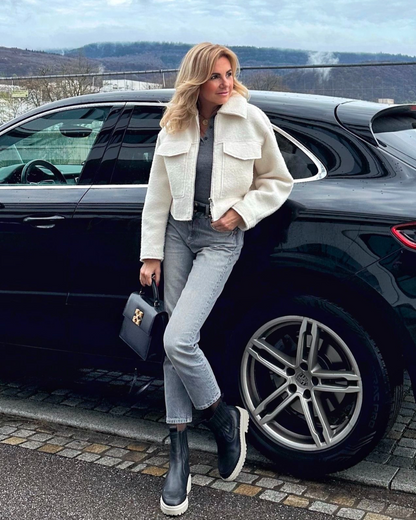 Women Boucle Jacket – Elegant Textured Open-Front Outerwear