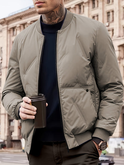 Baseball Collar Zip Up Solid Fleece With Pockets Winter Jacket For Men | Ideal for Winter