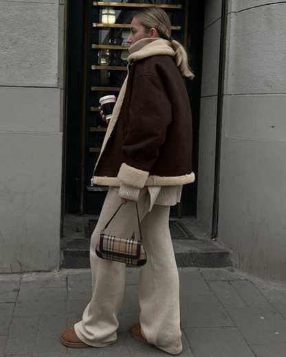 Women’s Suede & Shearling Jacket – Cozy & Stylish Outerwear