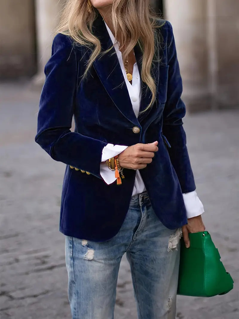 Elegant Women’s Velvet Blazer | Luxurious Autumn & Winter Outerwear