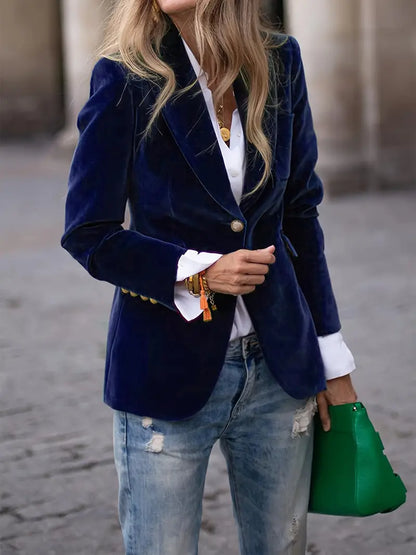 Elegant Women’s Velvet Blazer | Luxurious Autumn & Winter Outerwear