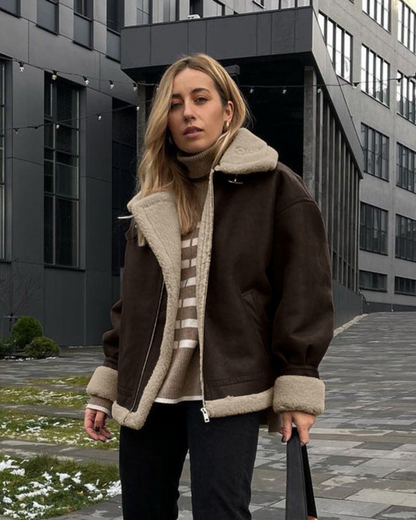 Women’s Suede & Shearling Jacket – Cozy & Stylish Outerwear