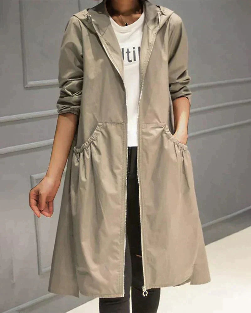 Long rain jacket for women | With hood
