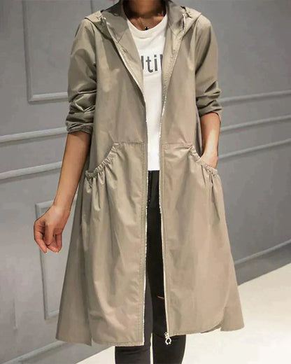 Long rain jacket for women | With hood