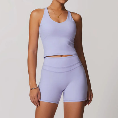 Women's Activewear Set Polyester with High-Waist Shorts 10