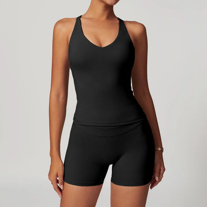 Women's Activewear Set Polyester with High-Waist Shorts 9