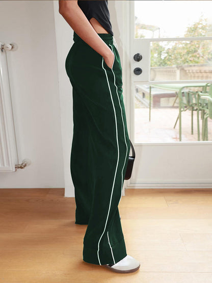 Women's Drawstring Pants Cotton Green 3