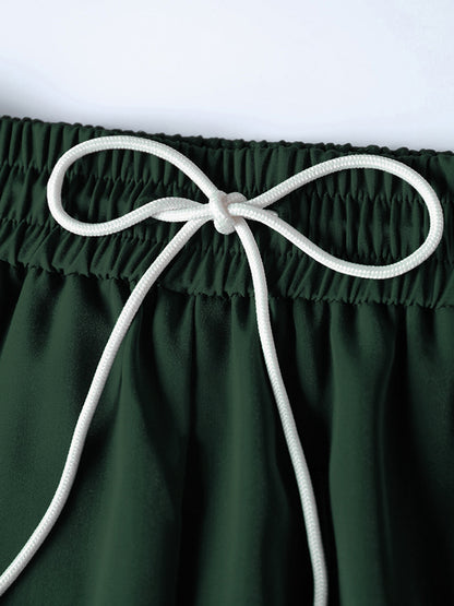 Women's Drawstring Pants Cotton Green 4