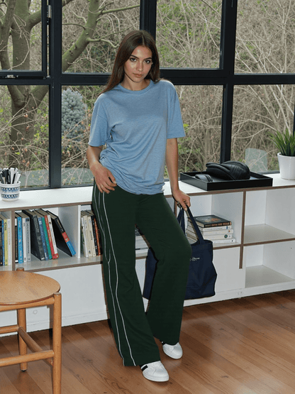 Women's Drawstring Pants Cotton Green 1
