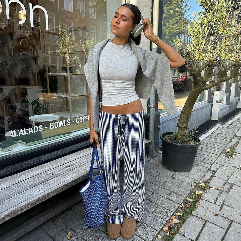 Women's Striped Trousers Comfortable Fit 8