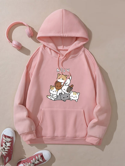 Casual Fleece Pullover Hoodie with Print for Women | Great for Casual Days