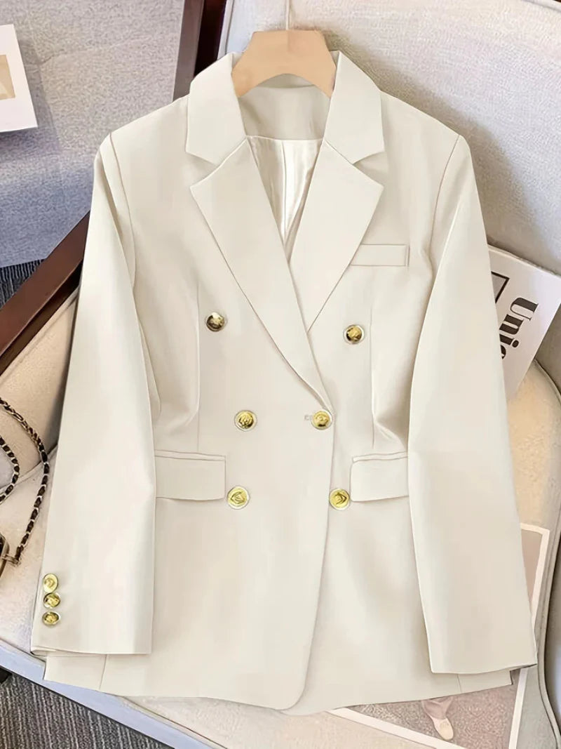 Women's Elegant Slim Business Blazer with Golden Buttons | Ideal for All Seasons