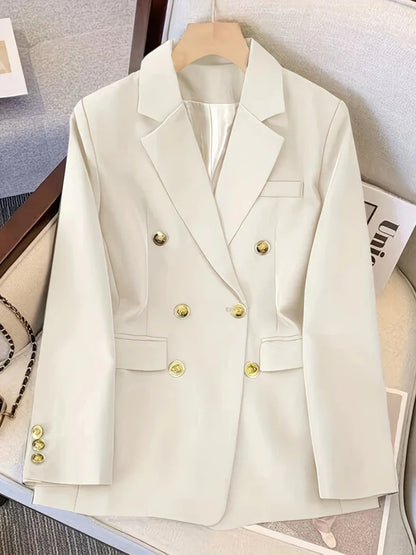 Women's Elegant Slim Business Blazer with Golden Buttons | Ideal for All Seasons