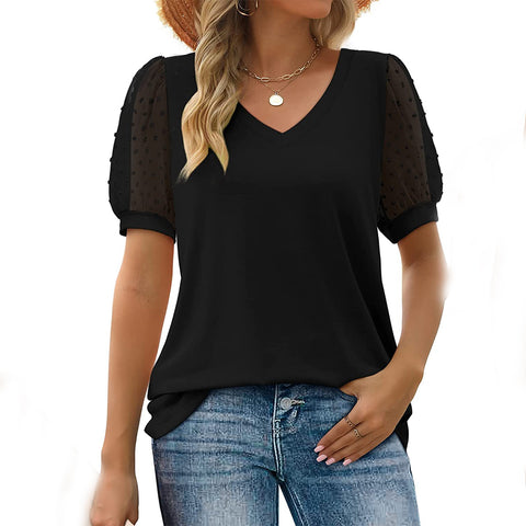 Women's - V-neck Blouse - Casual - Modern Style - Ideal for Summer