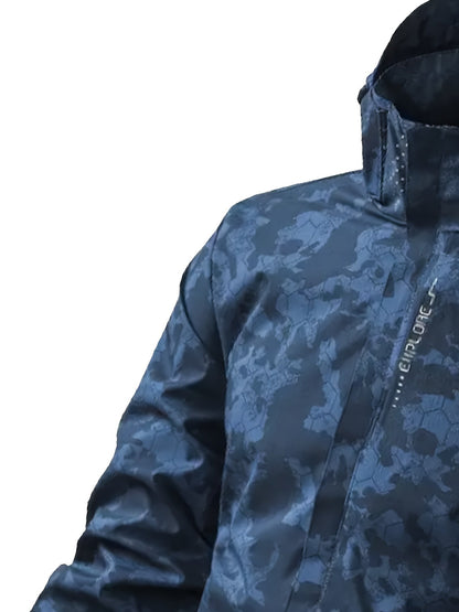 Camouflage Pattern Print Hooded Windbreaker Outdoorjacket For Spring Autumn For Men | Great for Spring & Autumn