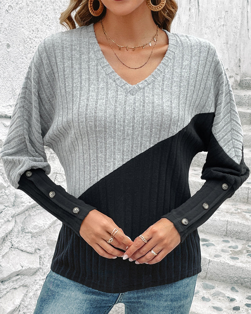 Casual Cotton Sweater With Halfcolor For Women | Ideal for Autumn