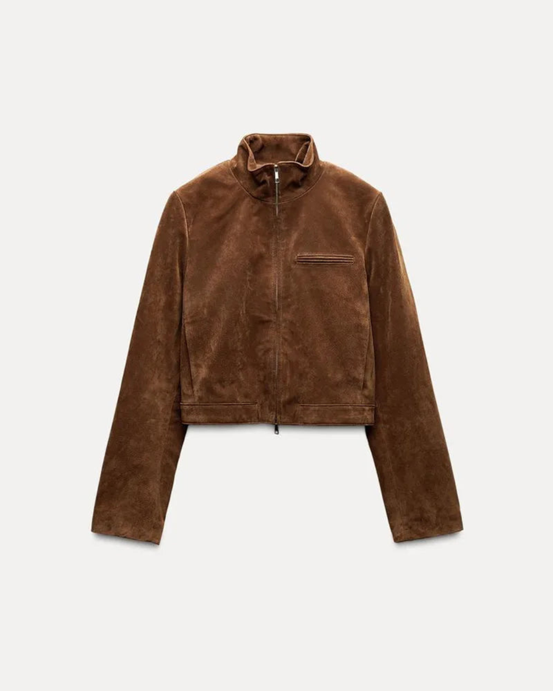 Women’s Suede Cropped Jacket – Stylish & Versatile