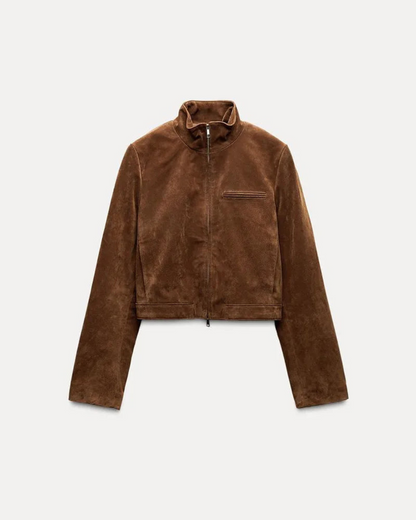 Women’s Suede Cropped Jacket – Stylish & Versatile
