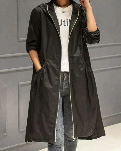 Long rain jacket for women | With hood