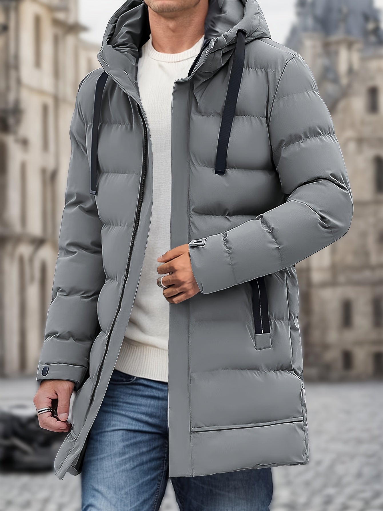 Long Padded Hooded Puffer Winter Jacket for Men | Great for Outdoor Activities