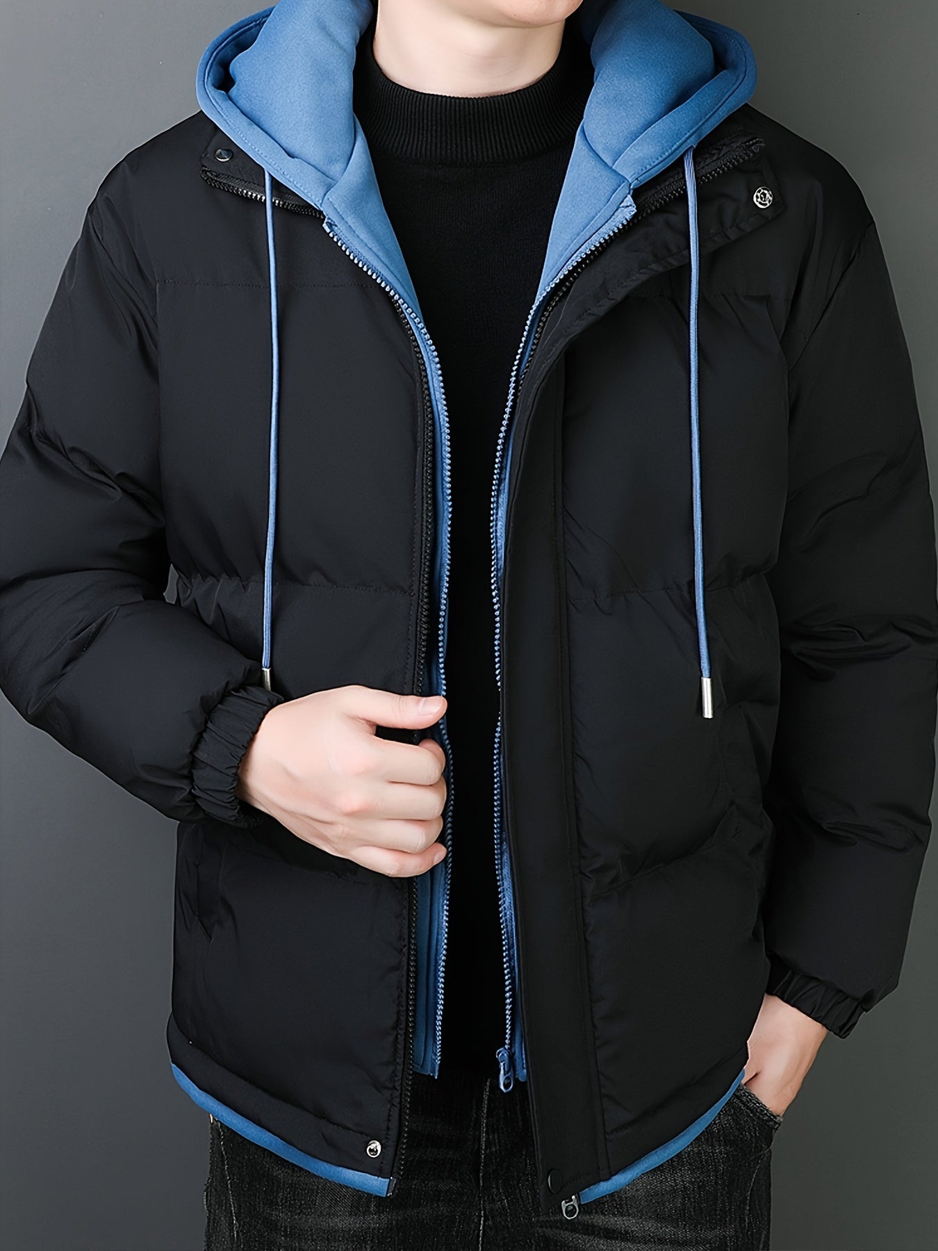 Casual Fake Two Piece Hooded Winter Jacket for Men | Great for Casual Days