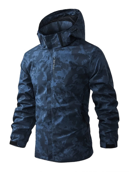 Camouflage Pattern Print Hooded Windbreaker Outdoorjacket For Spring Autumn For Men | Great for Spring & Autumn