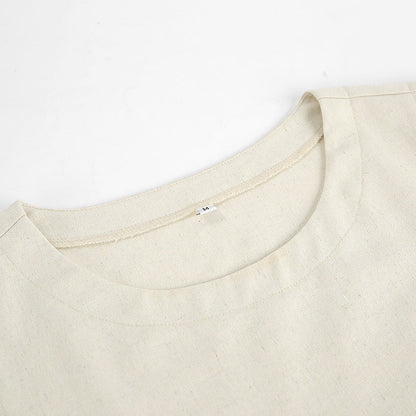 Women's Cotton Linen Set Round Neck Breathable 8